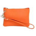 Agora Natural Milled Cowhide Wristlet Wallet Pouch - Tangerine Orange